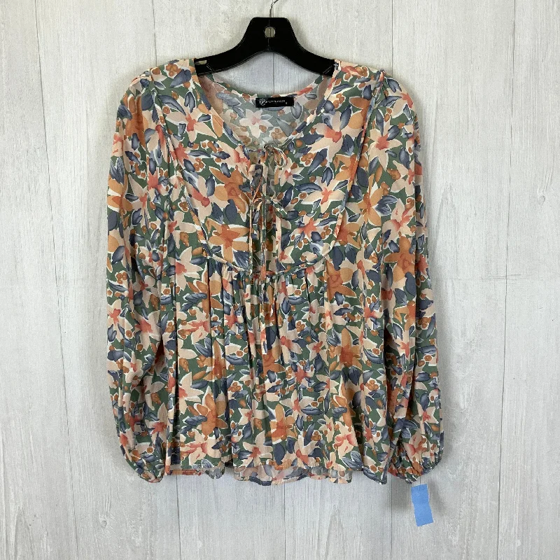 Floral Top Long Sleeve Clothes Mentor, Size M