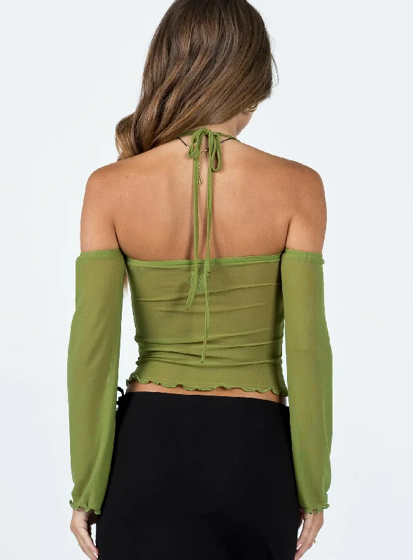 Highette Off The Shoulder Top Green