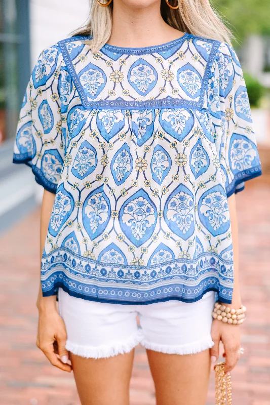 Know The Truth Blue Abstract Blouse