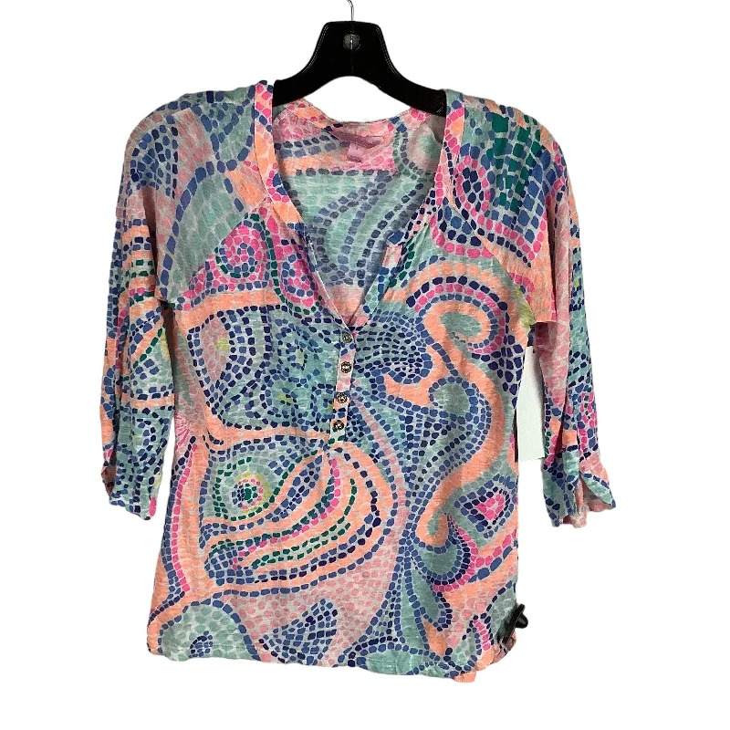 Multi-colored Top Long Sleeve Designer Lilly Pulitzer, Size S