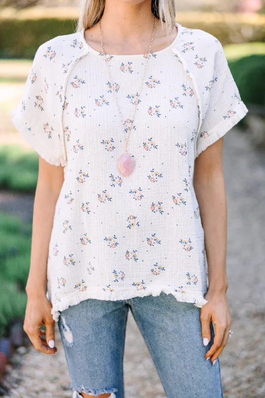 Notice You There Off White Floral Blouse