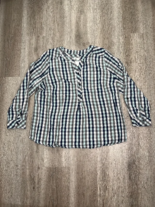 Striped Pattern Top Long Sleeve Cj Banks, Size 1x