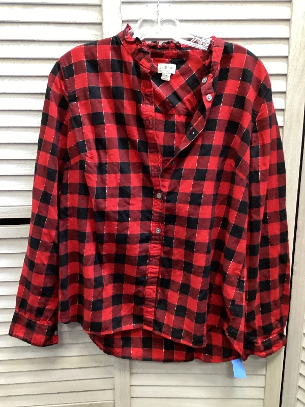 Top Long Sleeve Basic By J Crew In Plaid, Size: M