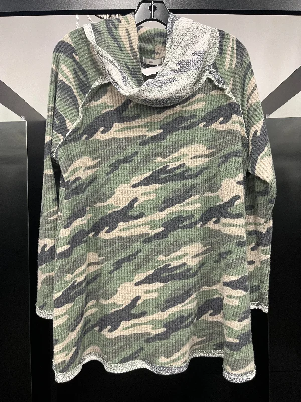 Top Long Sleeve By Jodifl In Camoflauge, Size: M