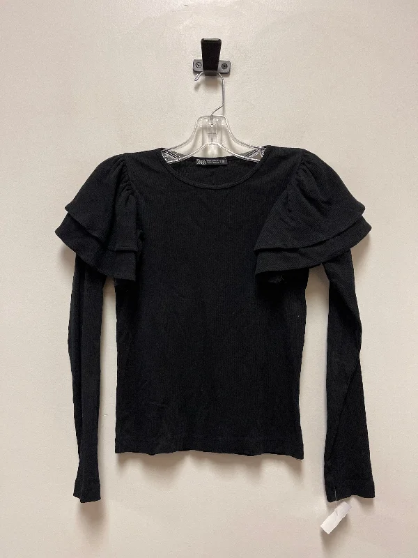 Top Long Sleeve By Zara In Black, Size: M