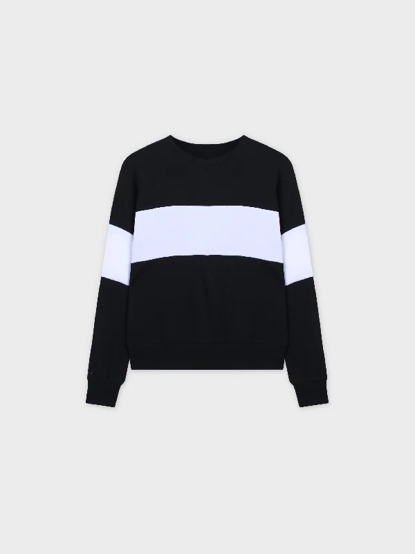 Wide Stripe Bomber-Black/White