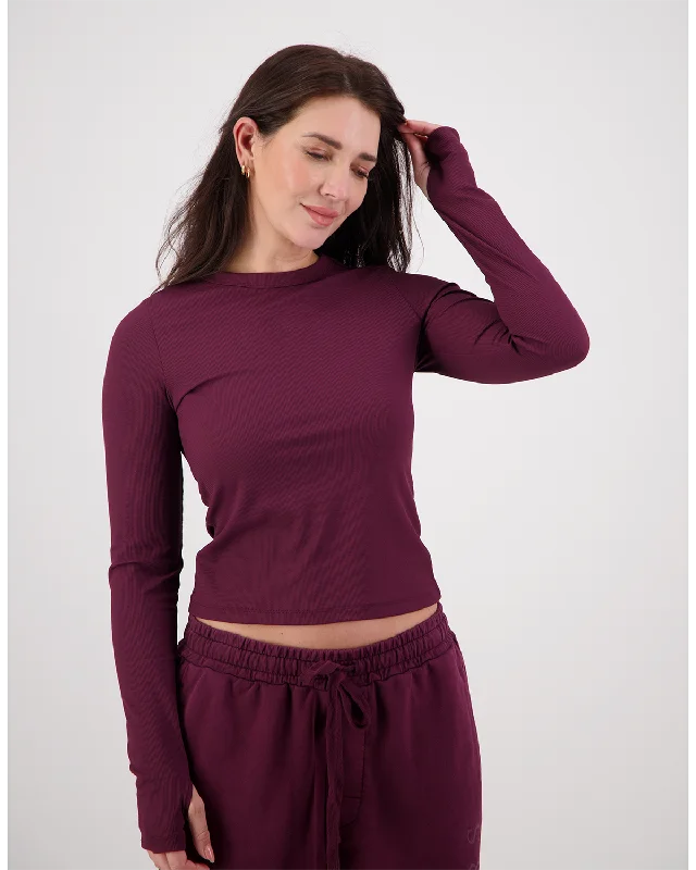 Clique Waffle Long Sleeve - Merlot