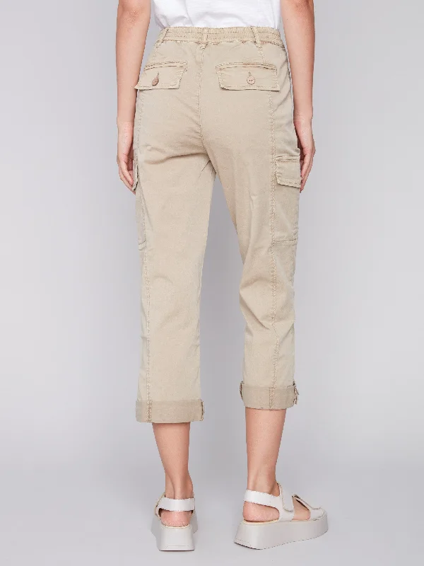 Cotton Canvas Cargo Pants - Khaki