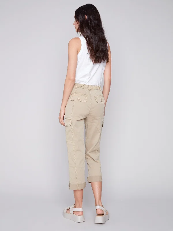 Cotton Canvas Cargo Pants - Khaki