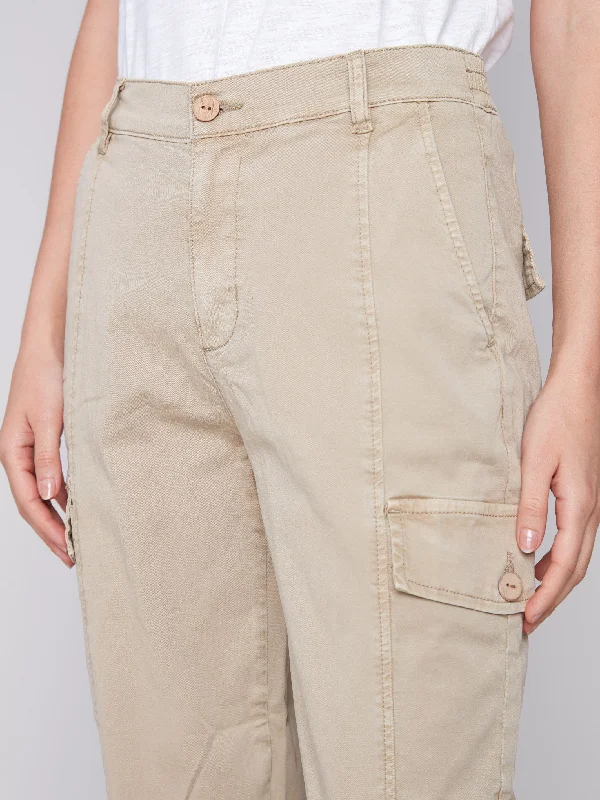 Cotton Canvas Cargo Pants - Khaki