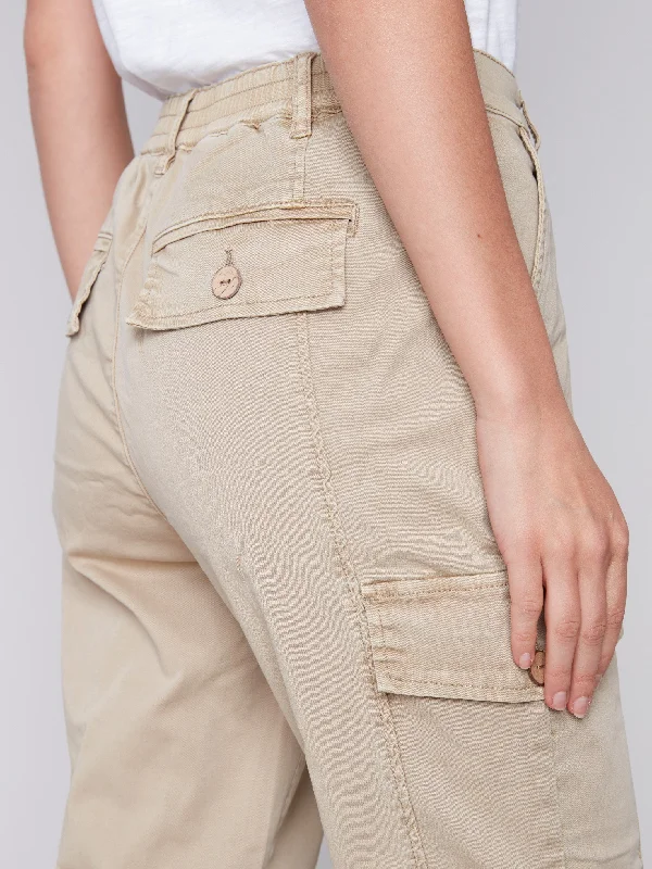 Cotton Canvas Cargo Pants - Khaki