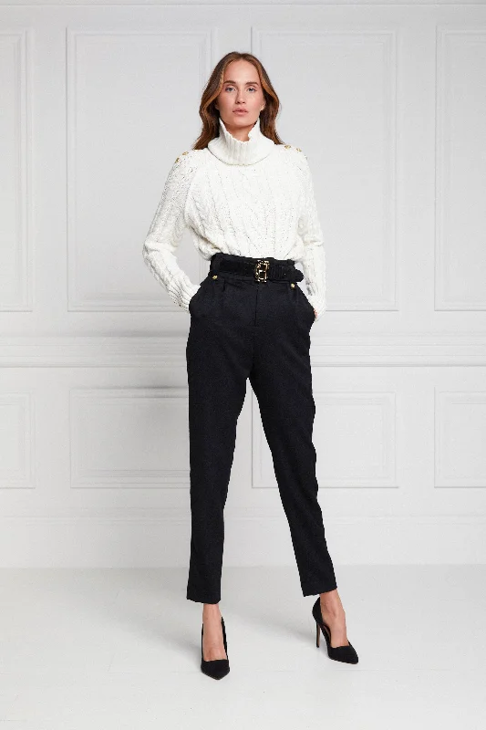 High Waisted Peg Trouser (Black Barathea)