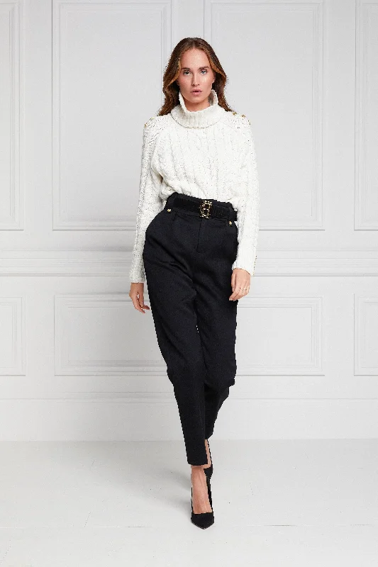 High Waisted Peg Trouser (Black Barathea)