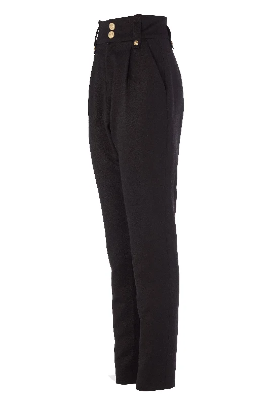 High Waisted Peg Trouser (Black Barathea)