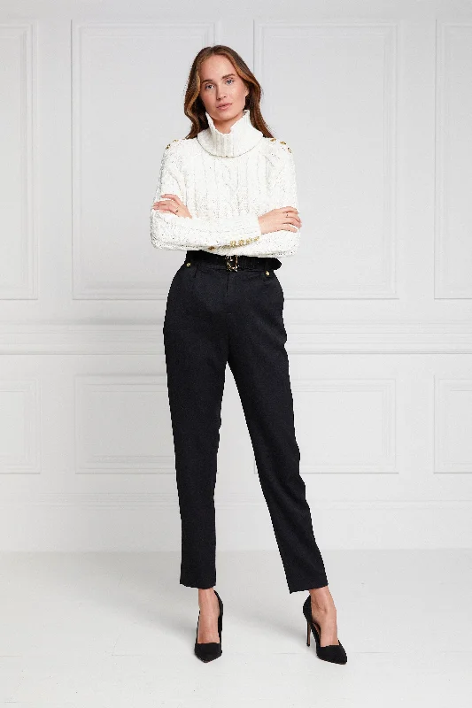 High Waisted Peg Trouser (Black Barathea)