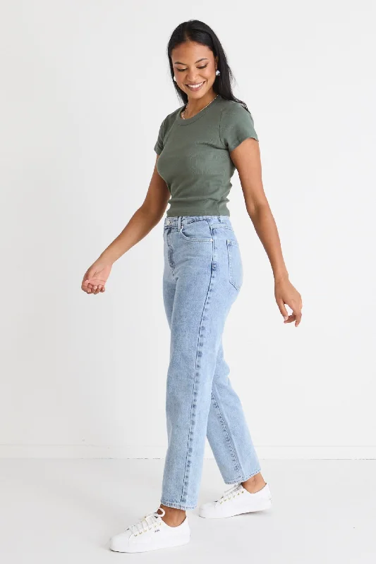 Lexie Vintage Blue High Waist Straight Leg Jean