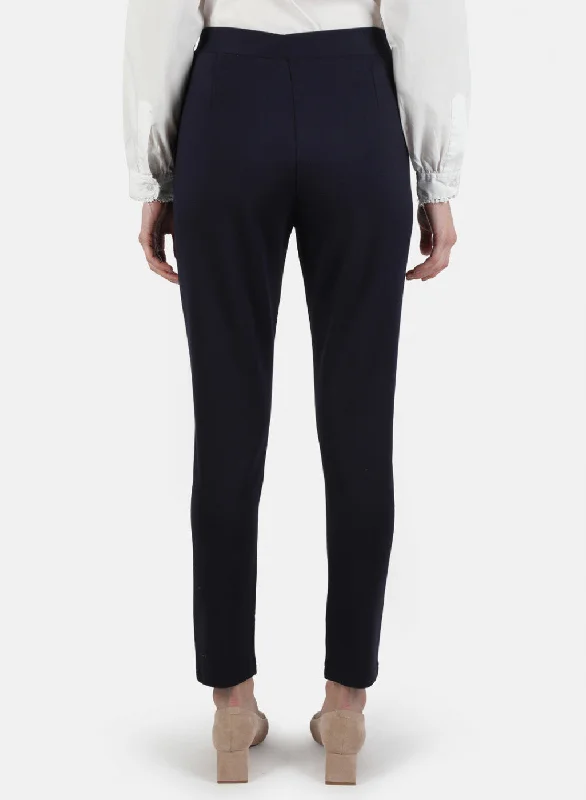 Women Navy Blue Solid Jegging