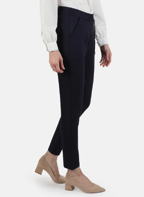 Women Navy Blue Solid Jegging