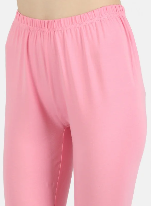 Women Pink Plain Legging