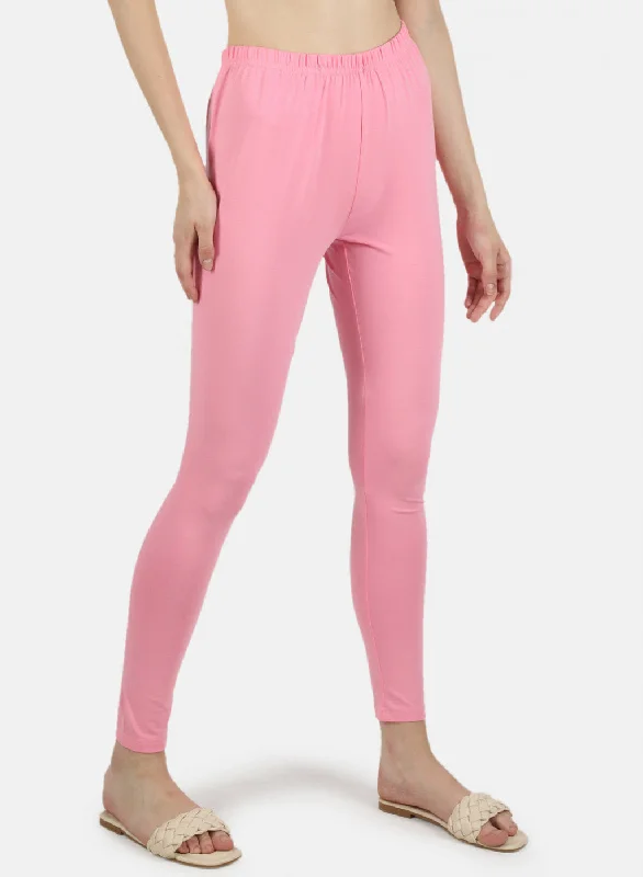 Women Pink Plain Legging