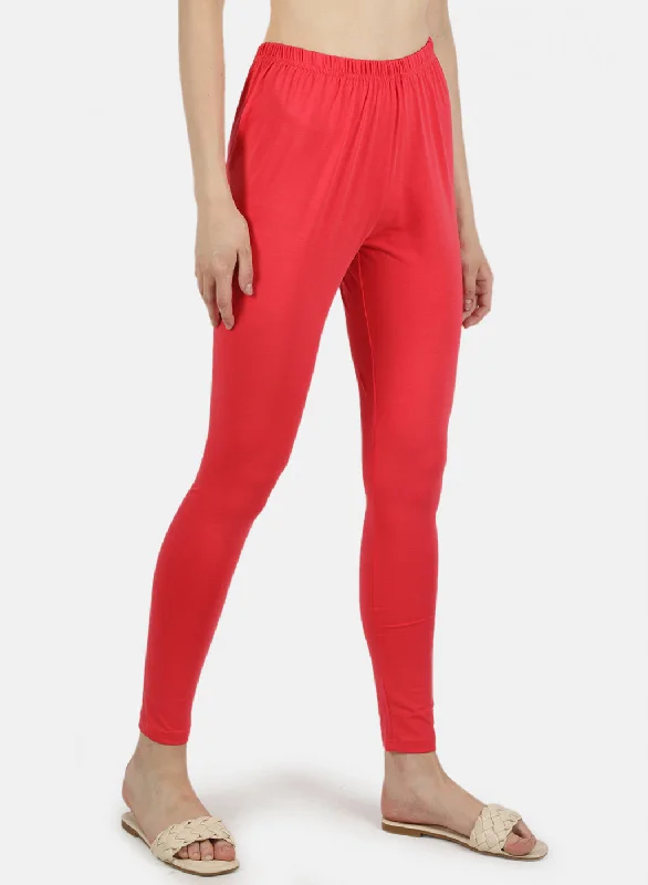 Women Pink Plain Legging