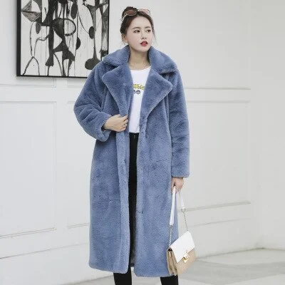 Women Autumn Winter Furry Warm Fur Outerwear Fashion Loose Faux Fur