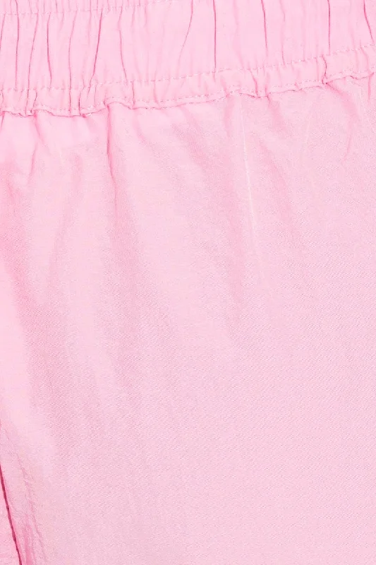 Pink Parachute Cargo Pants Low Rise