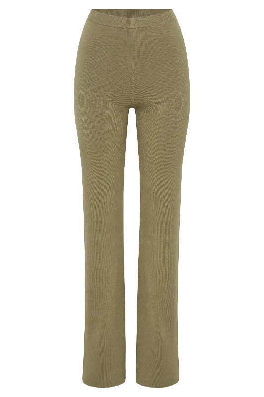 Rosetta Flare Knit Pants - Olive