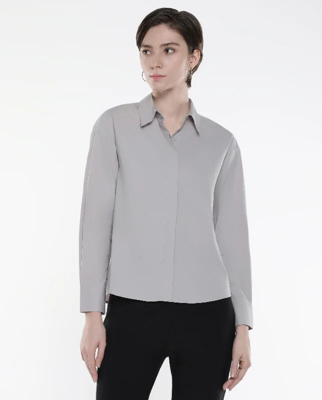 Rareism Women's Uiko Grey Plain Shirt