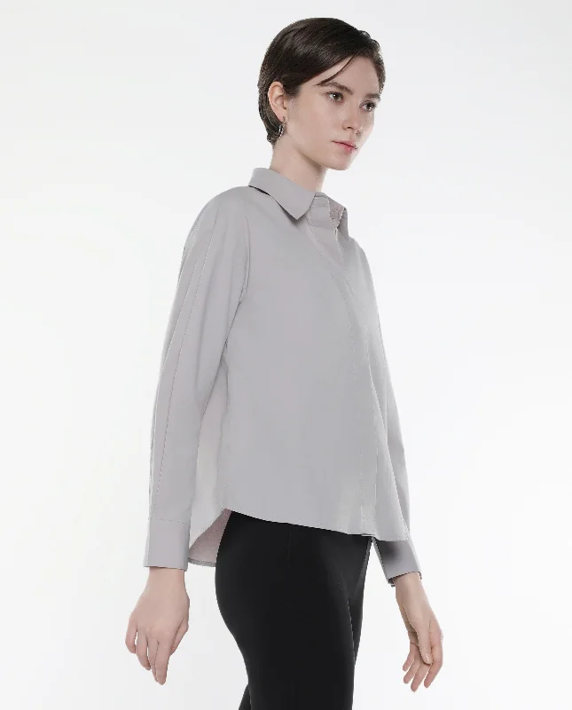 Rareism Women's Uiko Grey Plain Shirt