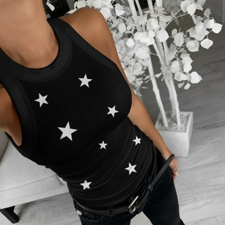 Women's Attractive Summer Printed Sleeveless Slim Blouses