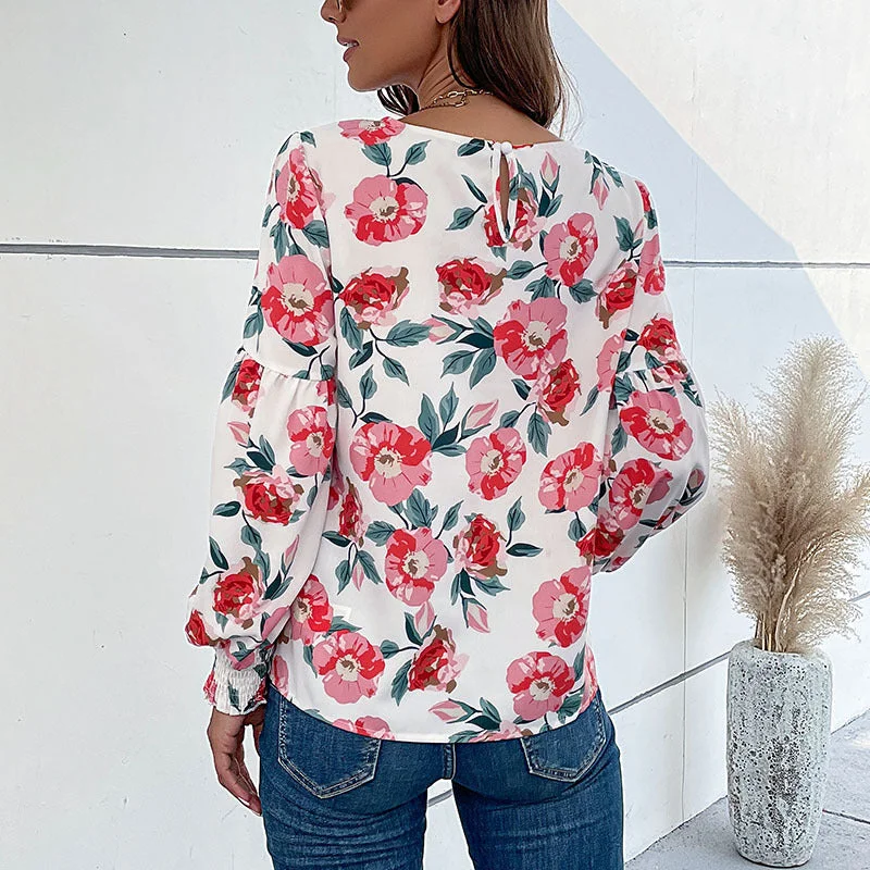 Women's Autumn Fashion Wear Long-sleeved Printed Shirt Blouses