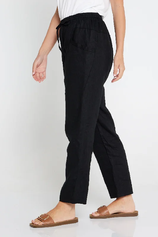 Yanisha Linen Pants - Black