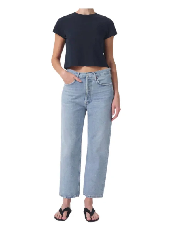 90's Crop Mid Rise Loose Straight Jeans In Replica