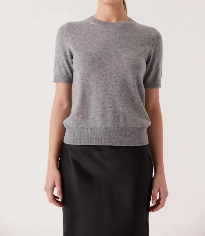 Adele Short Sleeve Sweater In Heather Grey