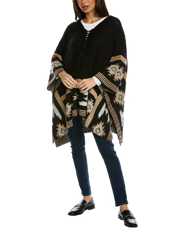 Hannah Rose Southwest Jacquard Wool & Cashmere-Blend Poncho