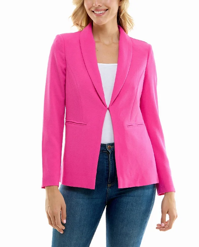 Isla Stretch Crepe One Button Blazer In Precious Pink