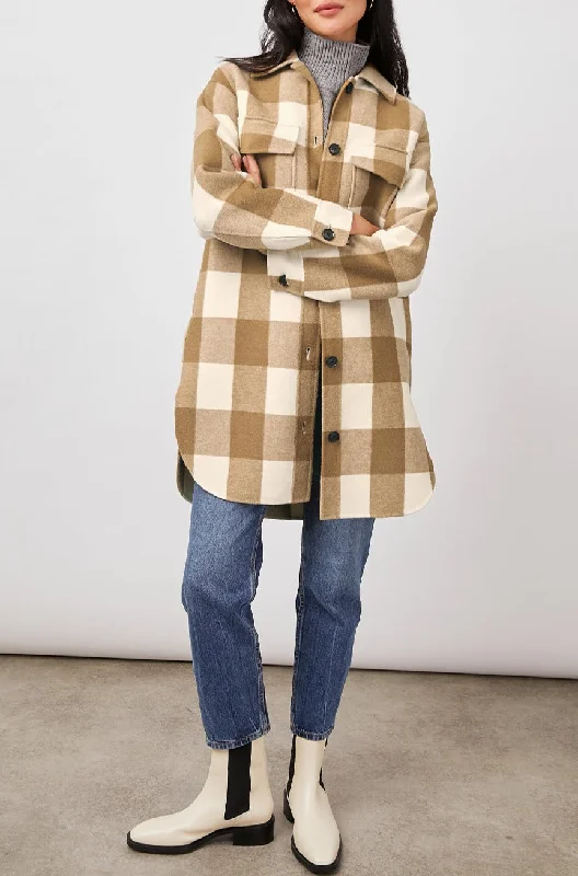 JARO COAT - IVORY CAMEL BUFFALO CHECK