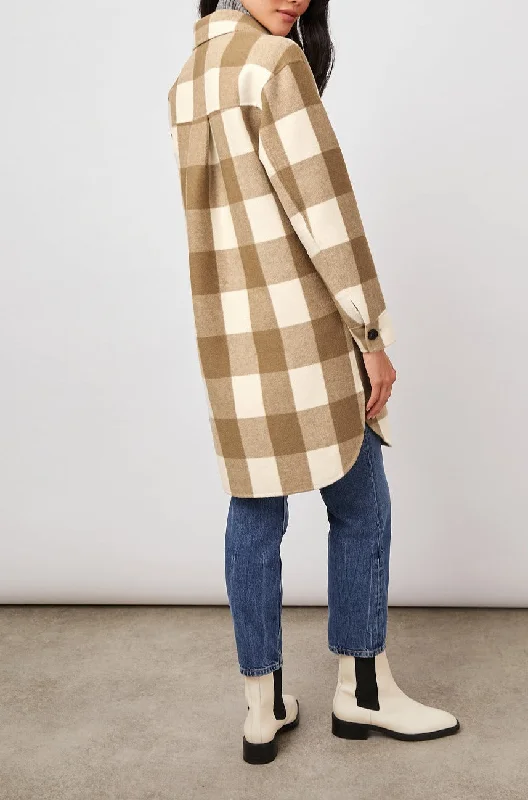 JARO COAT - IVORY CAMEL BUFFALO CHECK