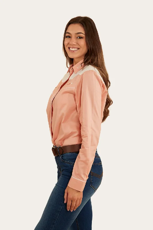 Musgraves Womens Western Shirt - Coral/Off White