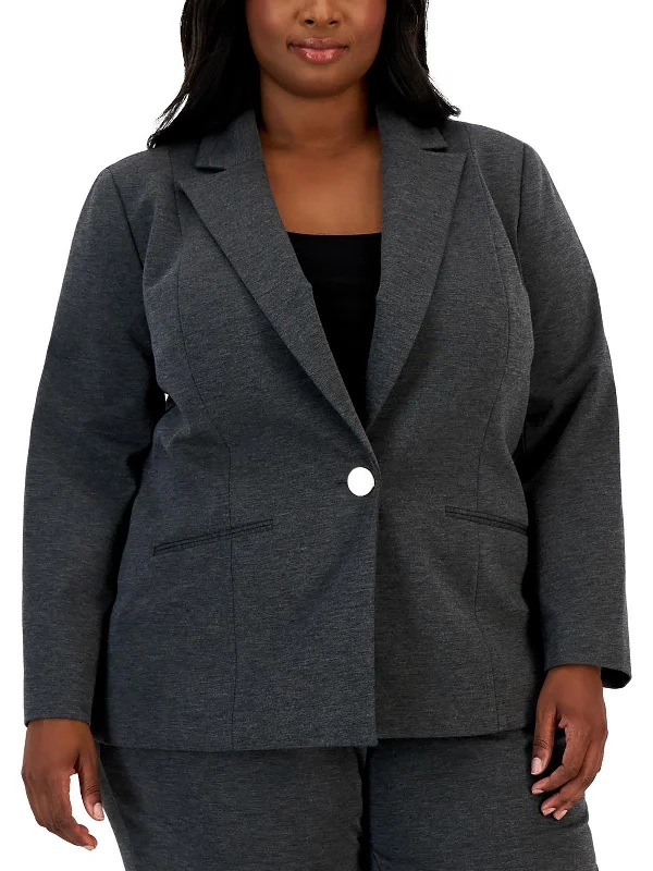 Plus Womens Notch Collar Business One-Button Blazer