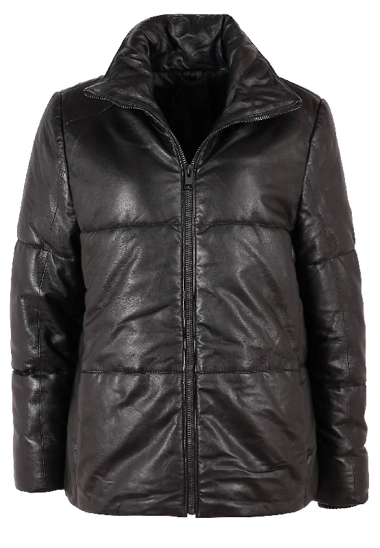 Quilted Leather Jacket In Black