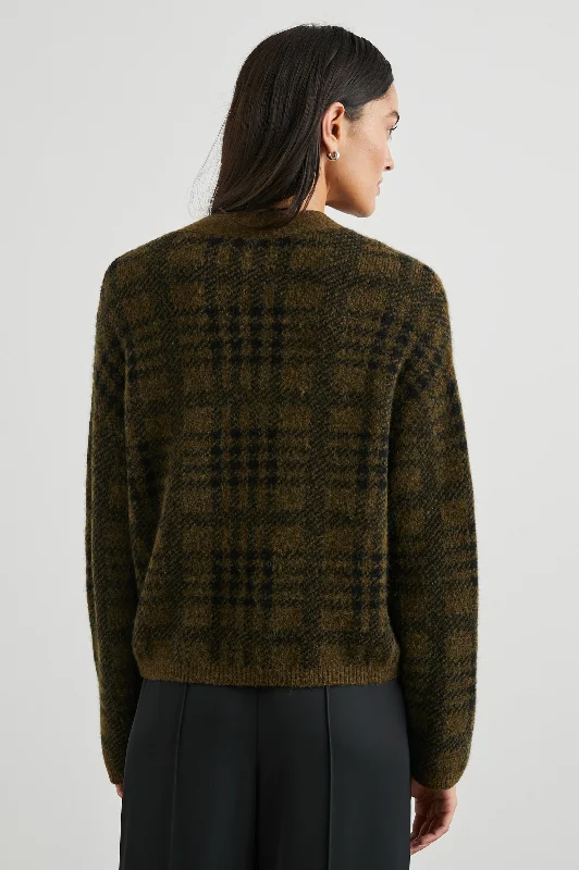 REESE CARDIGAN - OLIVE PLAID