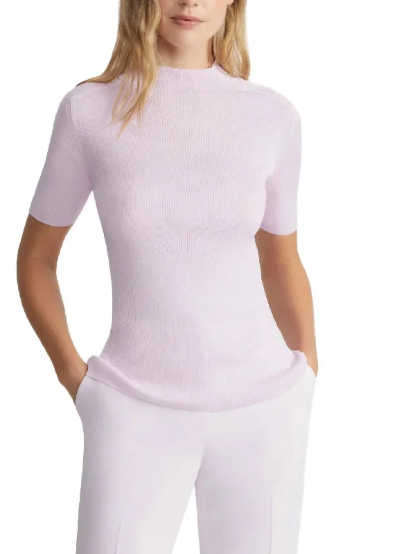 Ribbed Stand Collar Sweater In Blossom