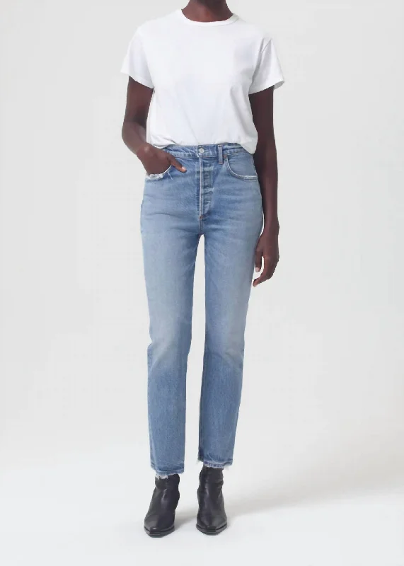 Riley High Rise Crop Straight Jean In Cove