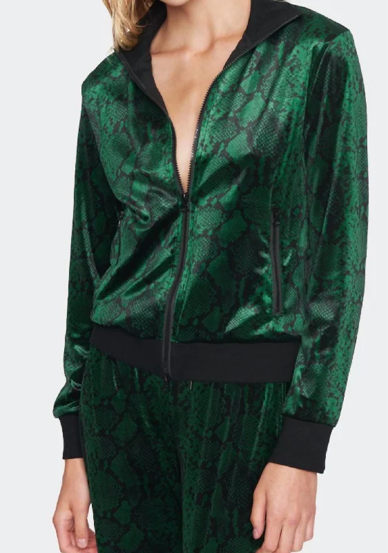 Stripe Snake Track Jacket In Evergreen