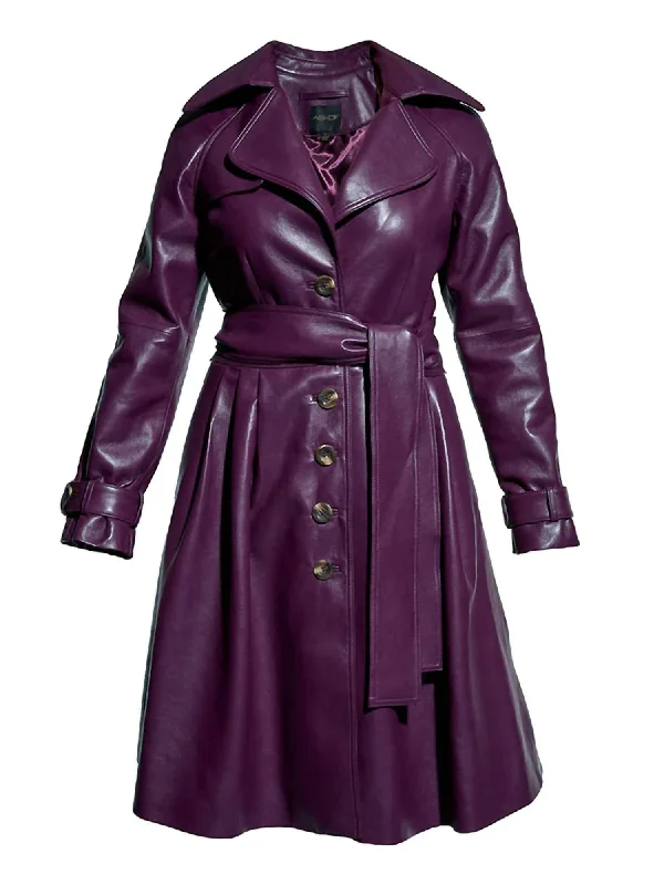 Women's Darcy Recycled Leather Trench Coat In Plum Wine