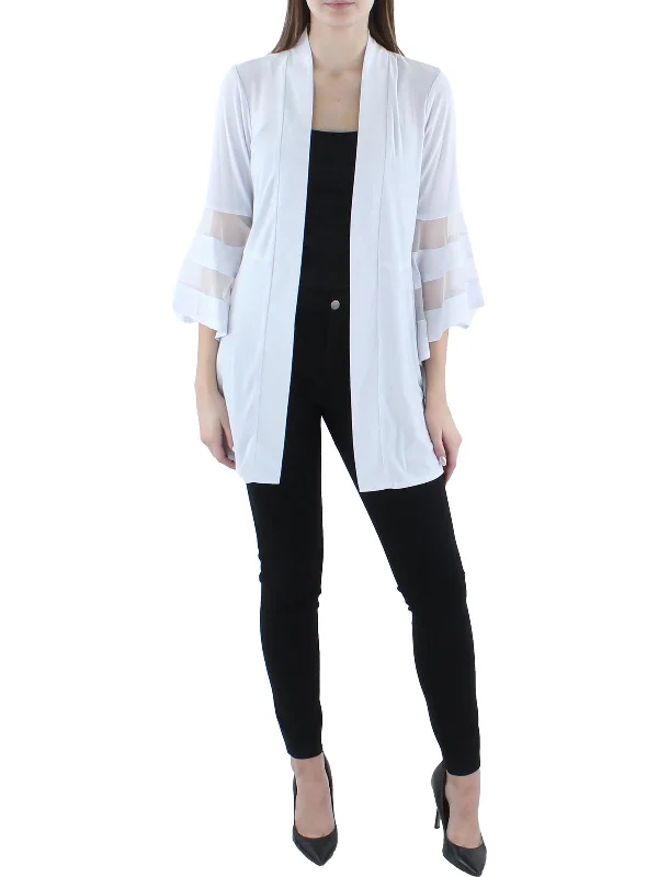 Womens Knit Mesh Inset Duster Blazer