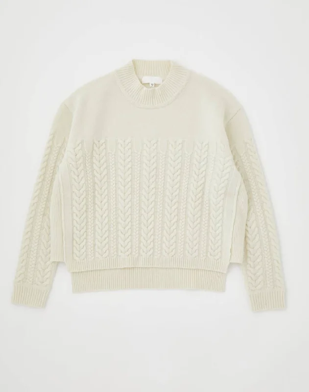 Women's Mv Cable Knit Sweater In Off White