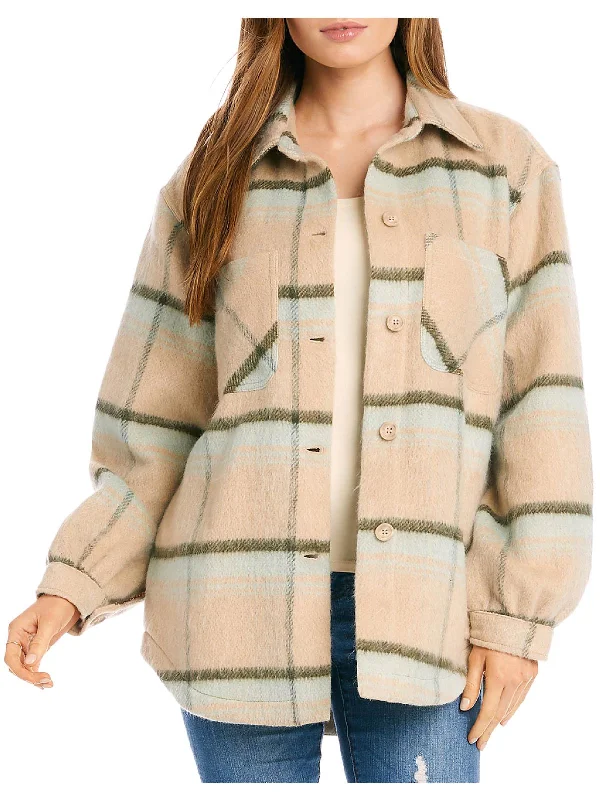 Womens Plaid Lightweight Shirt Jacket